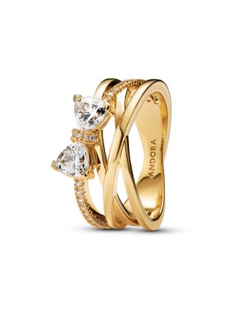 Pandora Sparkling Bow & Crossover Band Ring 163511C01