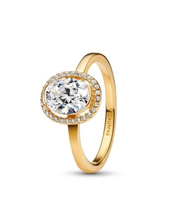 Pandora Oval Sparkling Halo sormus 163802C01
