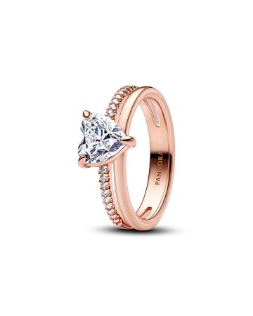 Pandora Double Band Heart sormus 183100C01-1