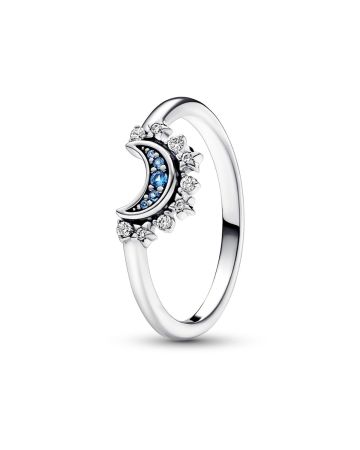 Pandora Celestial Blue Sparkling Moon Ring 192675C01