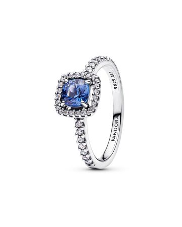 Pandora Sparkling Square Blue Halo Ring 193555C01