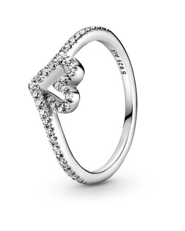 Pandora Stackable Sparkling Wishbone Heart  Ring 199302C01-2