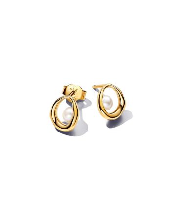 Pandora Organically Shaped Oval & Treated Freshwater Cultured Pearl Stud korvakorut 263295C01