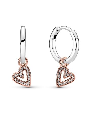 Pandora Sparkling Freehand Heart Hoop Ohrringe 280090C01