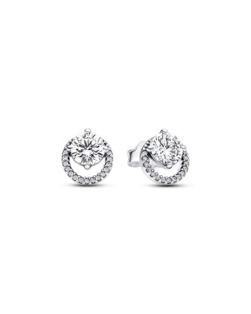 Pandora Sparkling Round Halo korvakorut 291248C01-1