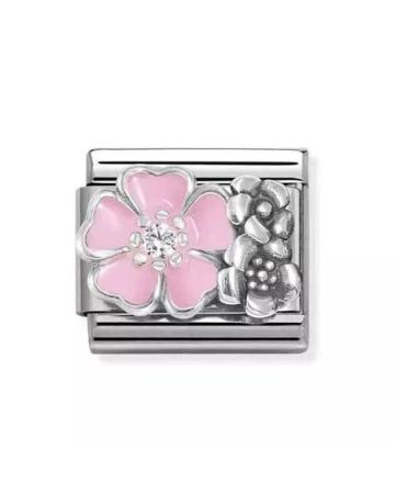 Nomination Silvershine vaaleanpunainen kukka 330325/02