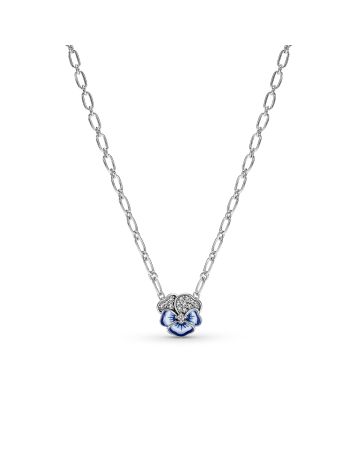 Pandora Blue Pansy Flower Halskette 390770C01