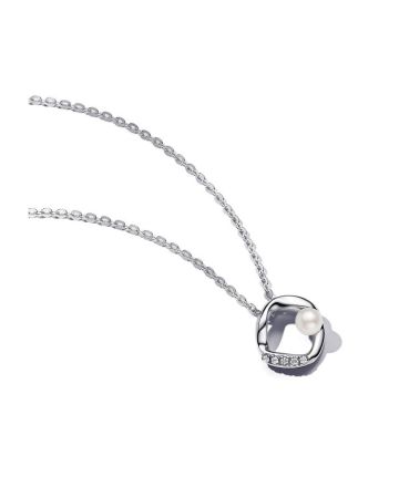Pandora Organically Shaped Pavé Circle & Treated Freshwater Cultured Pearl Collier kaulakoru 393303C01-45-1