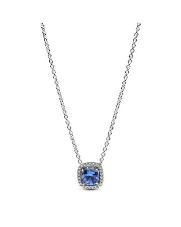 Pandora Sparkling Square Blue Halo Pendant Halskette 393560C01-45