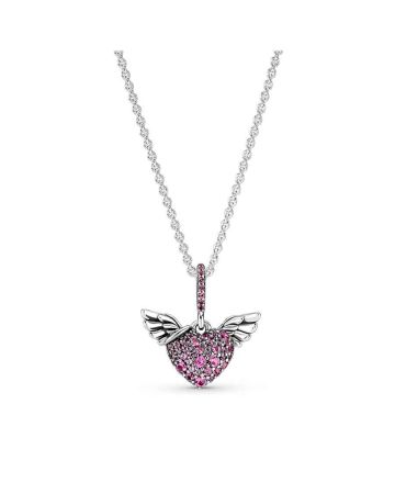 Pandora Pave Heart & Angel Wings Halskette 398505C02-45-1