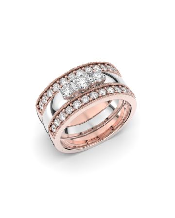 Festive Ariel Set 3 timanttisormusta, puna- ja valkokulta 402-428-073-PV