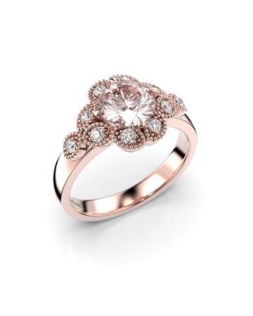 Festive Lotus Diamant Ring / Morganit 14-524-120M-PK-HSI1