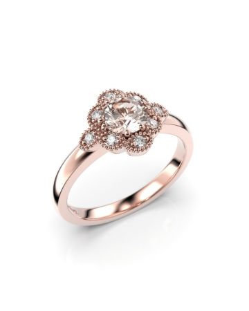 Festive Little Lotus Diamant Ring / Morganit 14-541-058M-PK-HSI1