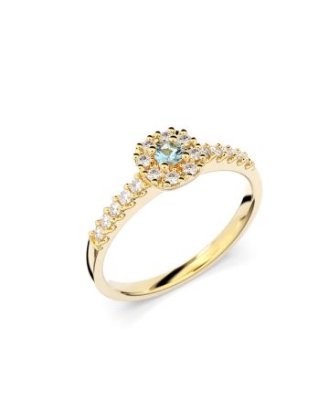 Festive Jasmin Akvamariini timanttisormus, keltakulta 561-025A-KK