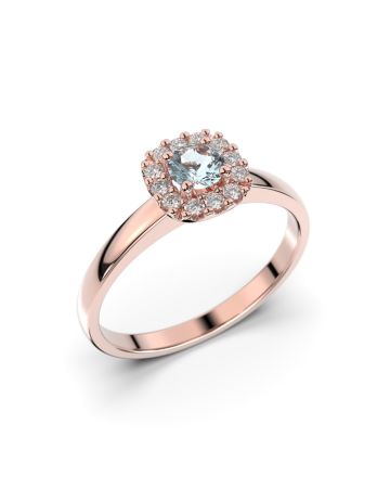 Festive Janette Akvamariini timanttisormus, punakulta 567-030A-PK