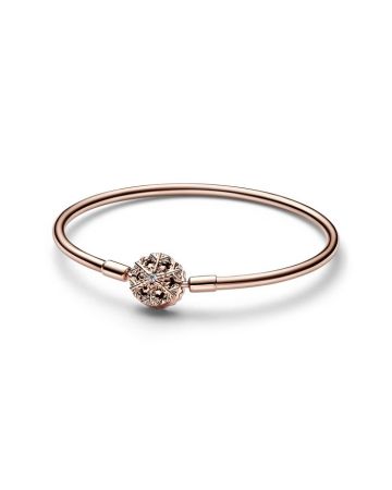 Pandora Moments Rose Sparkling Snowflake Clasp Bangle Armband 21cm 582338C01-1