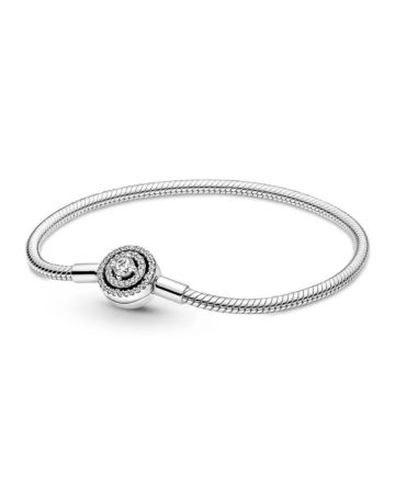 Pandora Moments Halo Silver Snake Chain Armband 16 cm 590038C01