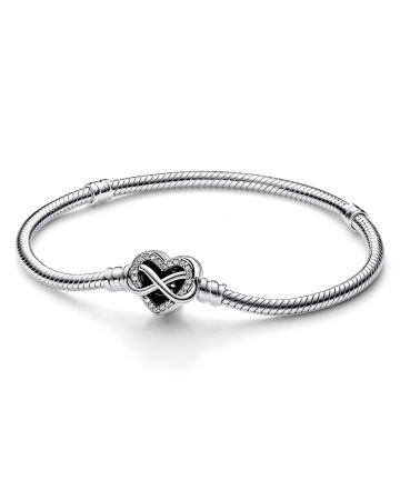 Pandora Moments Sparkling Infinity Heart Clasp Snake Chain Armband 17 cm 592645C01