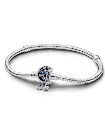 Pandora Moments Sparkling Moon Clasp Snake Chain Armband 20 cm 592819C01
