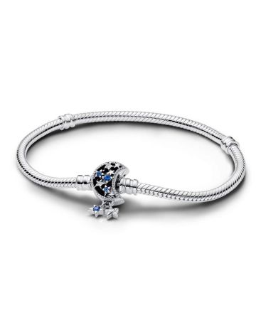 Pandora Moments Sparkling Moon Clasp Snake Chain Armband 18 cm 592819C01