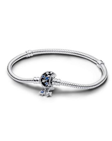 Pandora Moments Sparkling Moon Clasp Snake Chain Armband 19 cm 592819C01