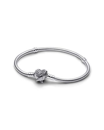 Pandora Heart Wings Clasp Snake Chain Armband 17 cm 593680C01
