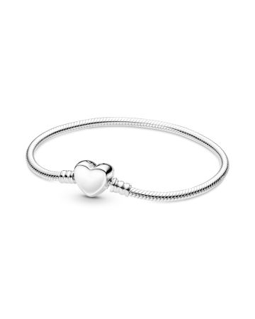 Pandora Moments Engravable Heart Clasp Snake Chain Armband 19 cm 599206C00