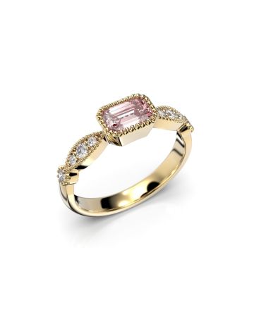 Festive Rosette Morganiitti timanttisormus, keltakulta 653-066-KK