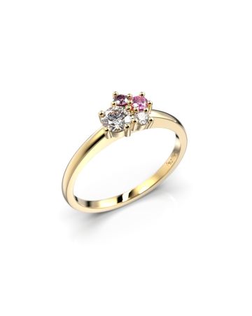 Festive Nadja Bloom Pink timanttisormus, keltakulta 688-027P-KK