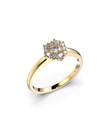Festive Nadja Halo timanttisormus, keltakulta 690-028-KK