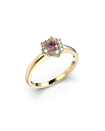 Festive Nadja Halo Pink timanttisormus, keltakulta 690-028P-KK