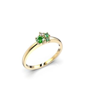 Festive Nadja Bloom Green timanttisormus, keltakulta 691-017G-KK