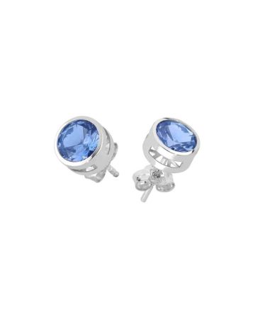 Valkokultaiset korvakorut / sininen kivi 6 mm 7-17176-332-1