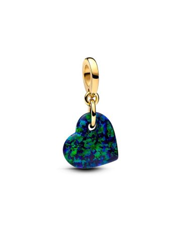 Pandora Opalescent Green Heart Dangle Charme 763348C01