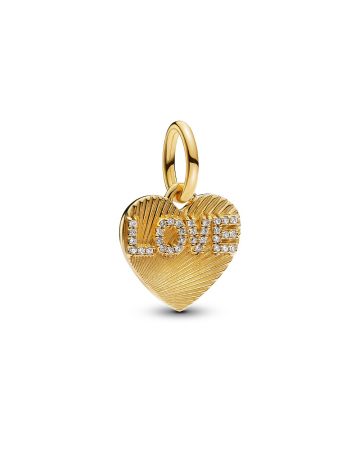 Pandora Engravable Love Heart Gold-Plated Dangle Charme 763604C01