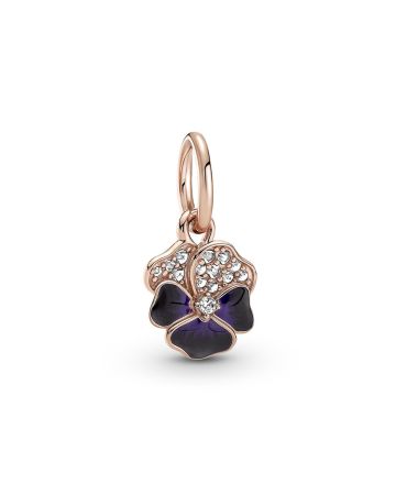 Pandora Rose Deep Purple Pansy Flower Dangle Charme 780776C01