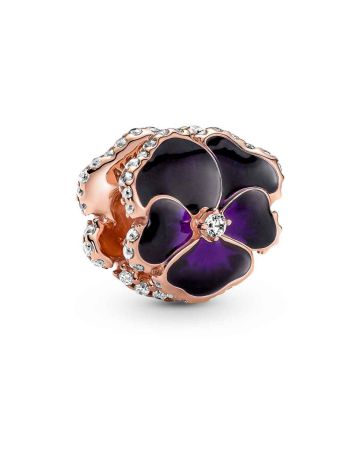 Pandora Rose Deep Purple Pansy Flower Charme 780777C01