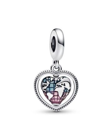 Pandora Spinning Heart Globe Charme 792240C01
