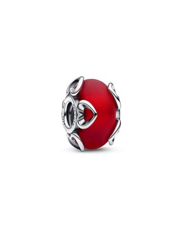 Pandora Moments Frosted Red Murano Glass & Hearts Charme 792497C01