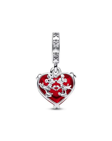 Pandora Disney Mickey & Minnie Mouse Kiss Red Murano Glass Charme 792522C01