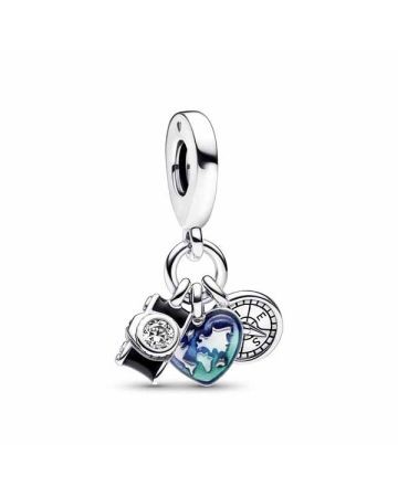 Pandora Camera, Heart and Compass Dangle Charme 792703C01
