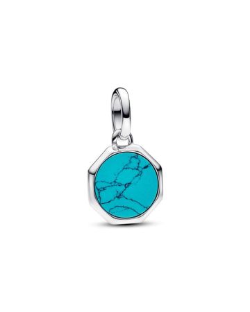 Pandora Turquoise Blue Engravable Mini Medallion Charme 793388C01