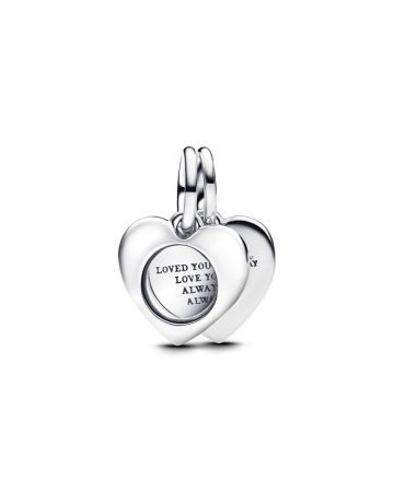 Pandora Engravable Heart Magnifying Glass Double Dangle Charme 793671C00