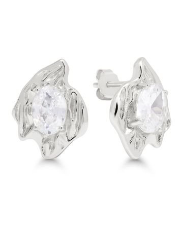Silverörhängen med Stor Zirkon E-15239Z