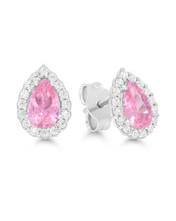 Silver Earrings, Light Pink Drop BOL-E1182Zpink