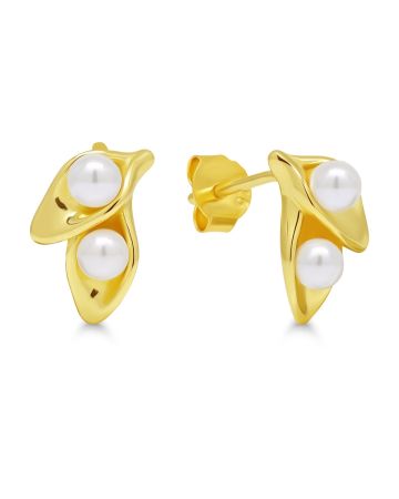 Silver Earrings with Pearls, Gold-plated E-30921PG