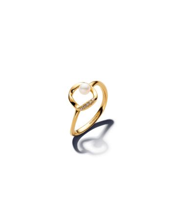 Pandora Organically Shaped Pavé Circle & Treated Freshwater Cultured Pearl Ring 163831C01