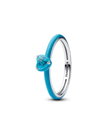 Pandora Turquoise-coloured Heart Stone Ring 193828C01-1