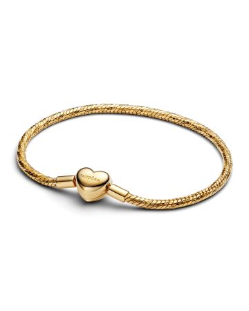 Pandora Heart Clasp Faceted Snake Chain Armband 564236C00