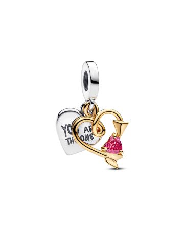 Pandora Engravable Heart & Arrow Double Dangle Charme 763622C01